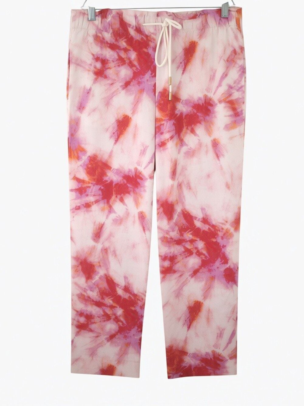 NWT Ann Taylor Red Purple Tie Dye Lounge Pants Womens L Elastic Drawstring Waist